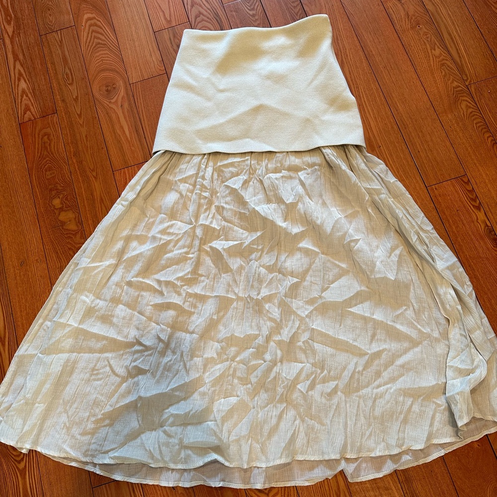 Zara Asymmetrical Skirt in Cream and White
